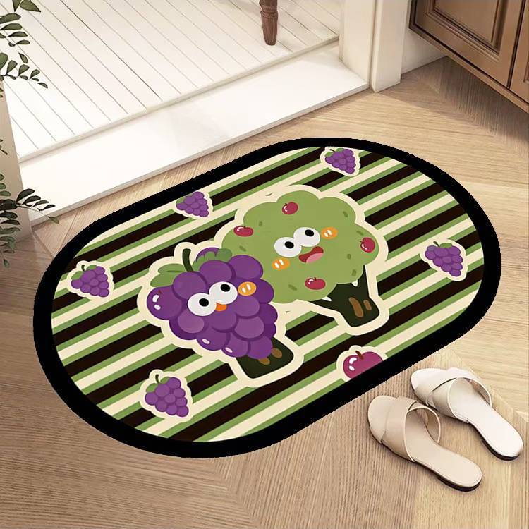 Playful Cartoon Grape-Themed Area Rug