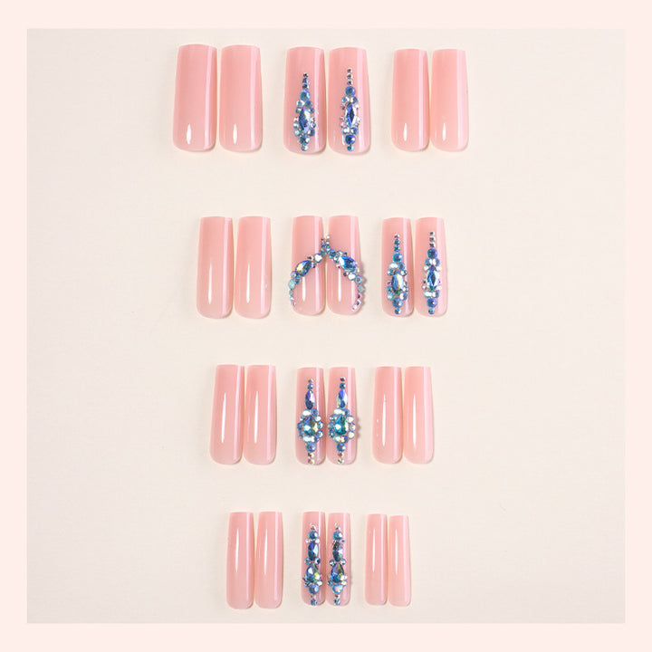Decorative Press-On Nail Art Set with Gemstone Accents kalsten