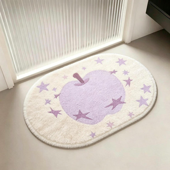 Apple-Themed Plush Bath Mat