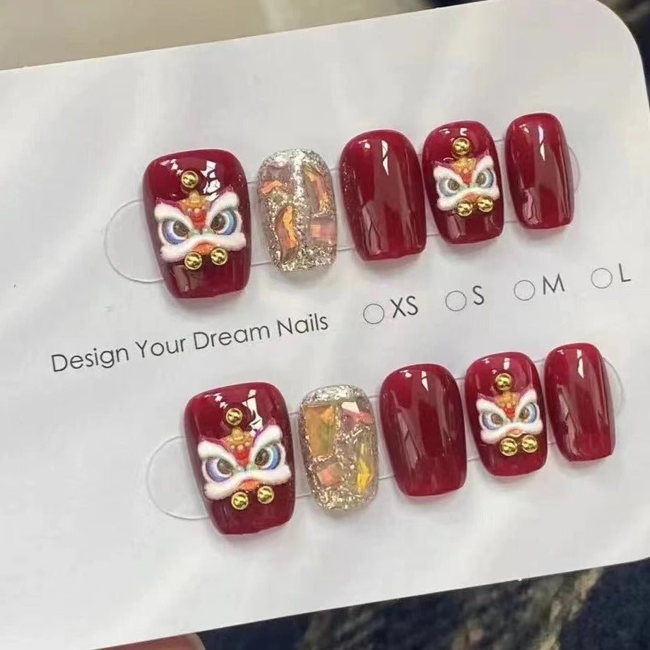 Decorative Press-On Nails with Gemstone and Glitter Accents Kalsten