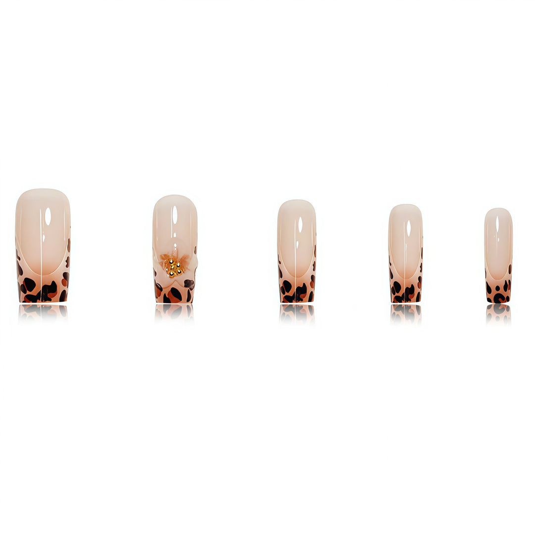 Premium Decorative Press-On Nail Art with Leopard Print Accents Kalsten