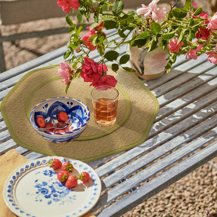 Straw sun hat with wide octagonal brim and cotton inner band Kalsten