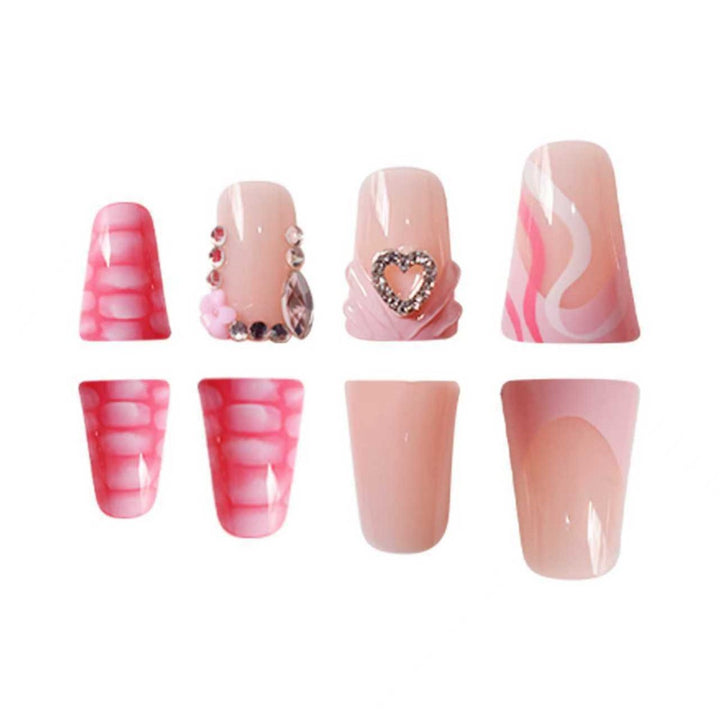 Artistic Heart-Embellished Nail Extensions Kalsten
