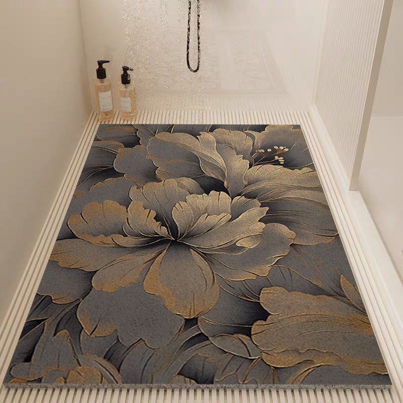 Elegant Floral Pattern Bath Mat Kalsten