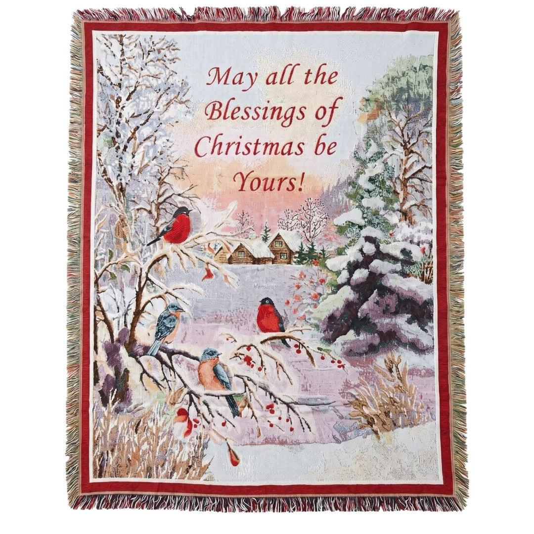 Festive Winter Season Tapestry Throw Blanket