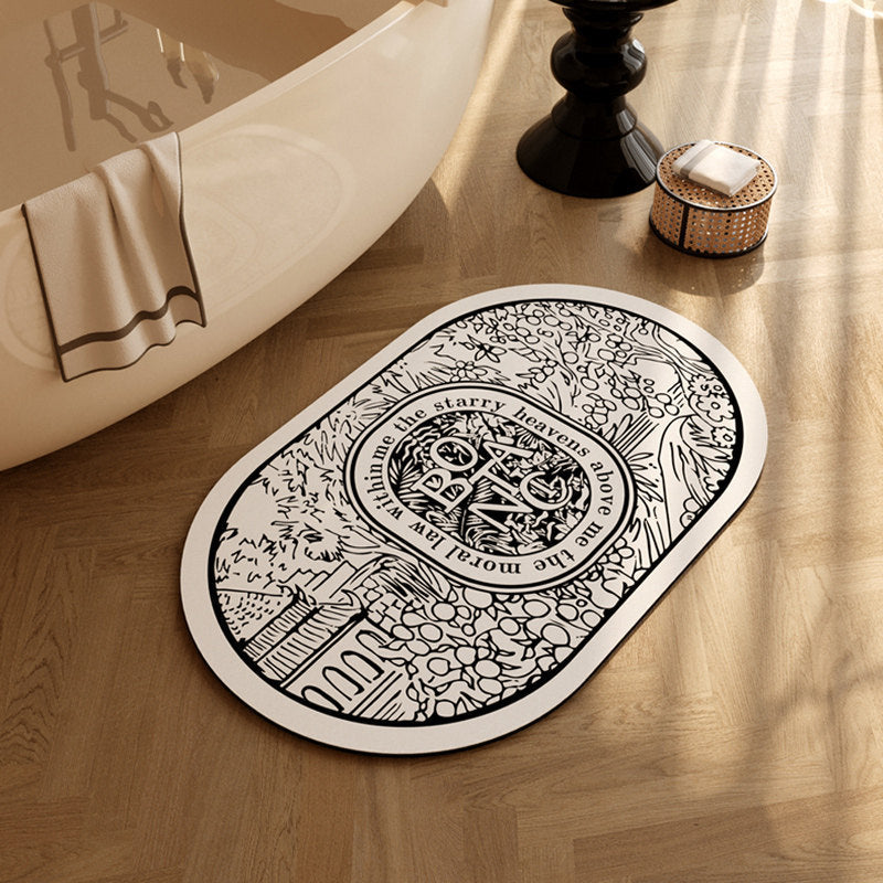 Vintage Patterned Bathroom Mat Kalsten
