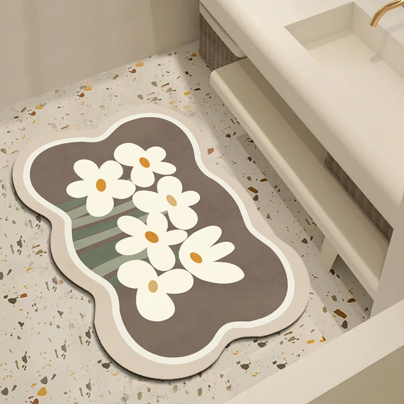 Floral Patterned Bathroom Mat