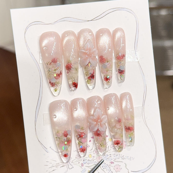 Artificial nail tips with floral details Kalsten