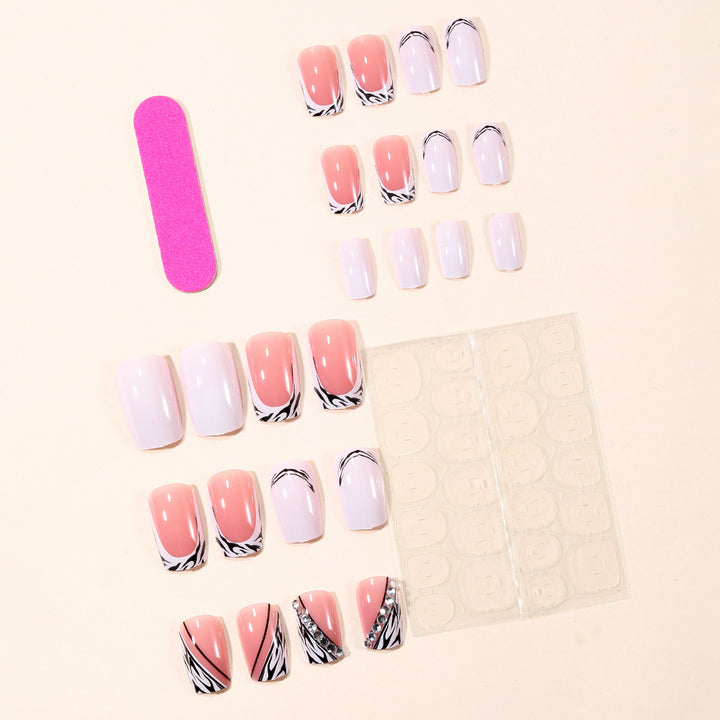 Stylish Zebra Print Acrylic Nail Art Extensions Kalsten