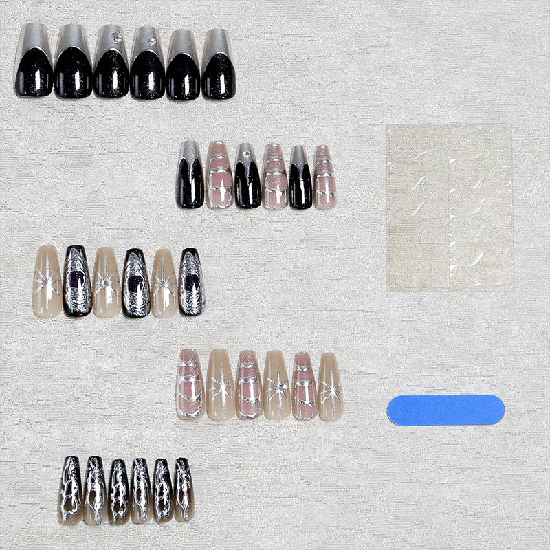 Artificial nail set with elegant glitter and design accents Kalsten
