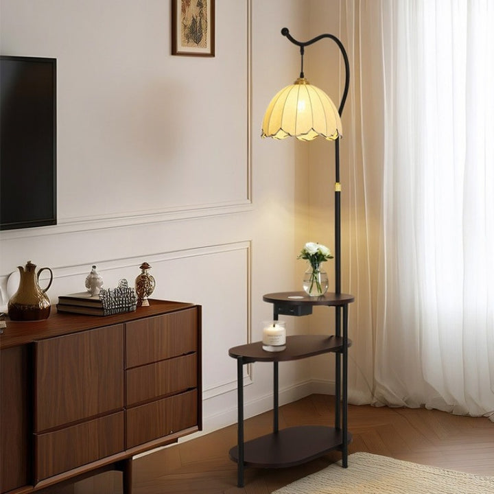 Floor Lamp with Integrated Side Table