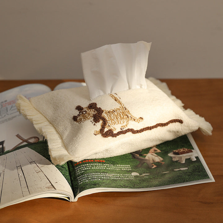 Romantic fabric tissue box cover with ruffles and floral print Kalsten