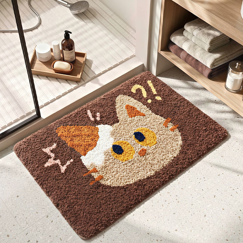Cute Cat-Themed Plush Bath Mat