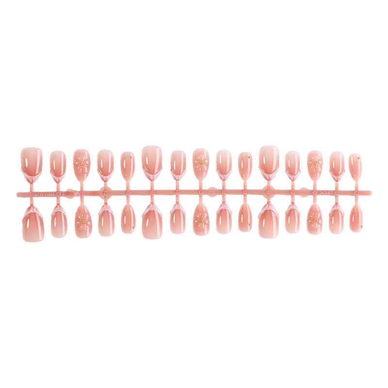 Decorative Press-On Nail Set with Floral Accents kalsten 1788495814