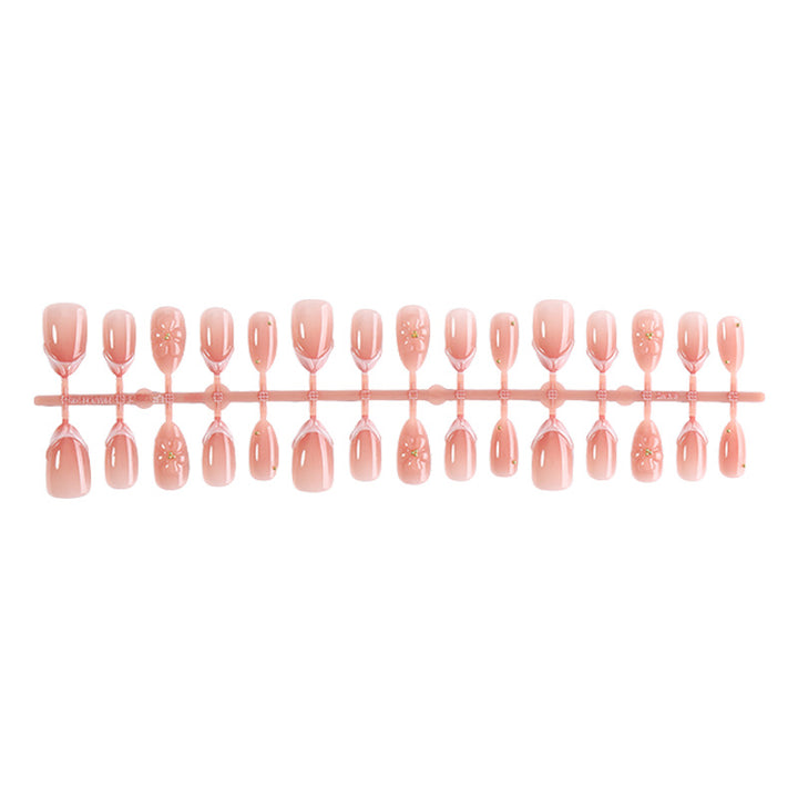 Decorative Press-On Nail Set with Floral Accents kalsten 1788495814