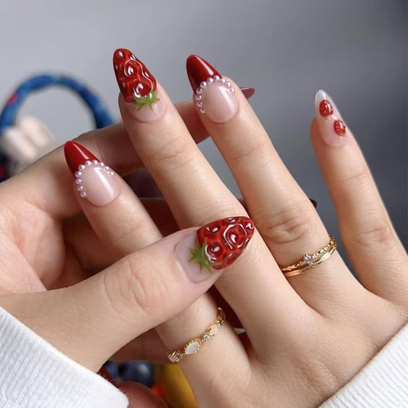 Artistic Nail Tips with Strawberry Design Kalsten
