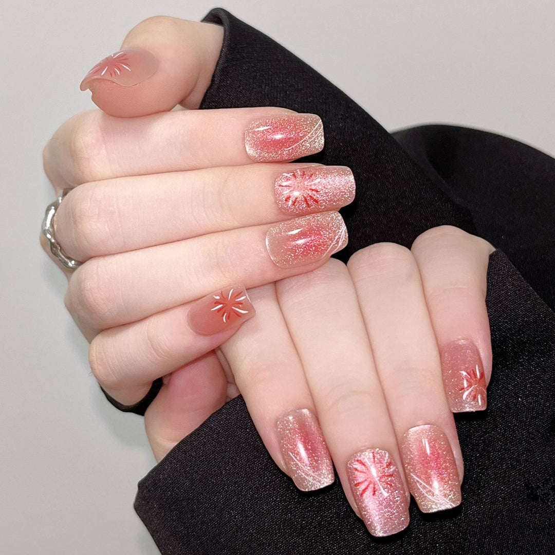 Acrylic nail set with glamorous accents and sparkling finish Kalsten