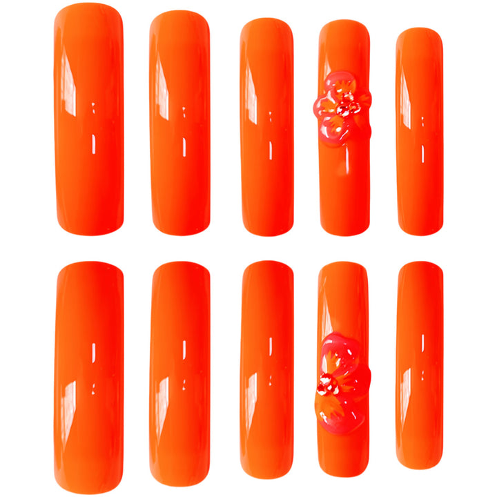 Glamorous Press-On Nail Extensions with Artistic Flower Design Kalsten