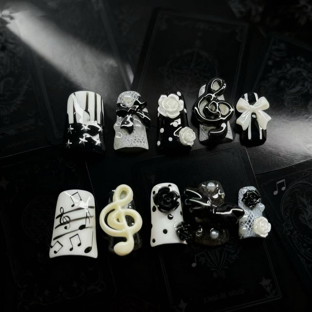 Musical-Themed Decorative Press-On Nail Art Set