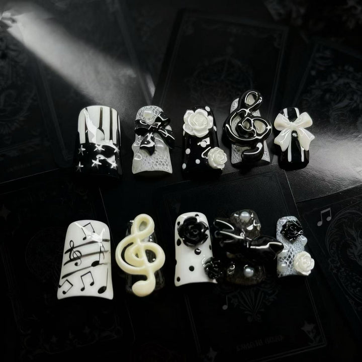 Musical-Themed Decorative Press-On Nail Art Set