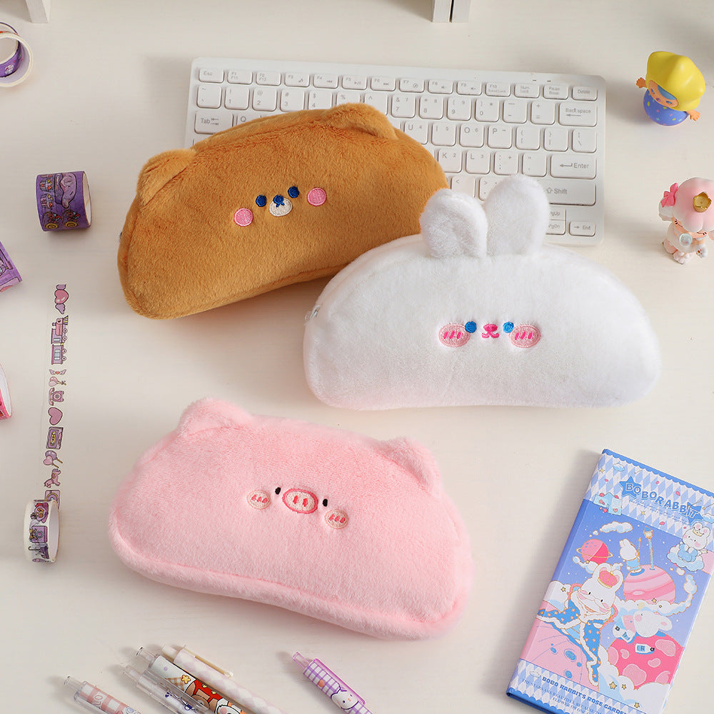 Cute Bear-Shaped Plush Pencil Case Kalsten