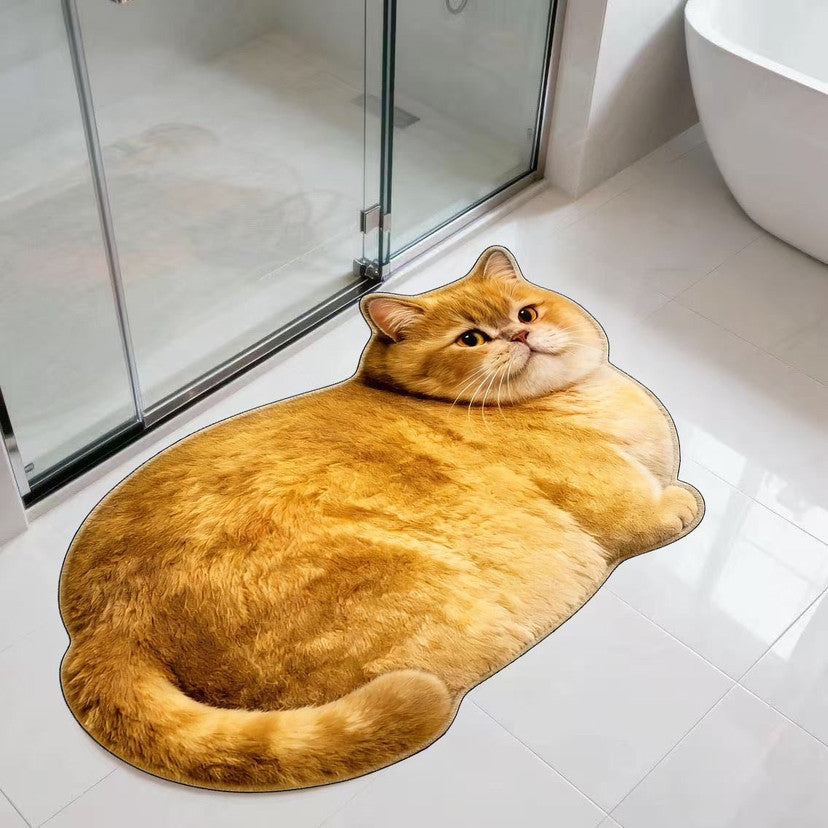 Cat-shaped Plush Bath Mat