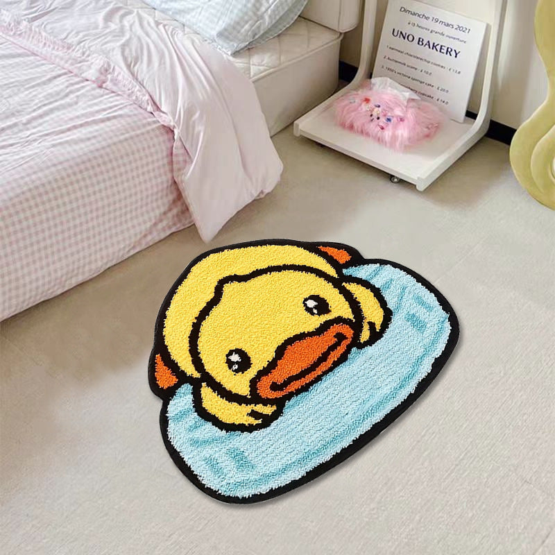 Cartoon Duck Shaped Plush Bath Mat