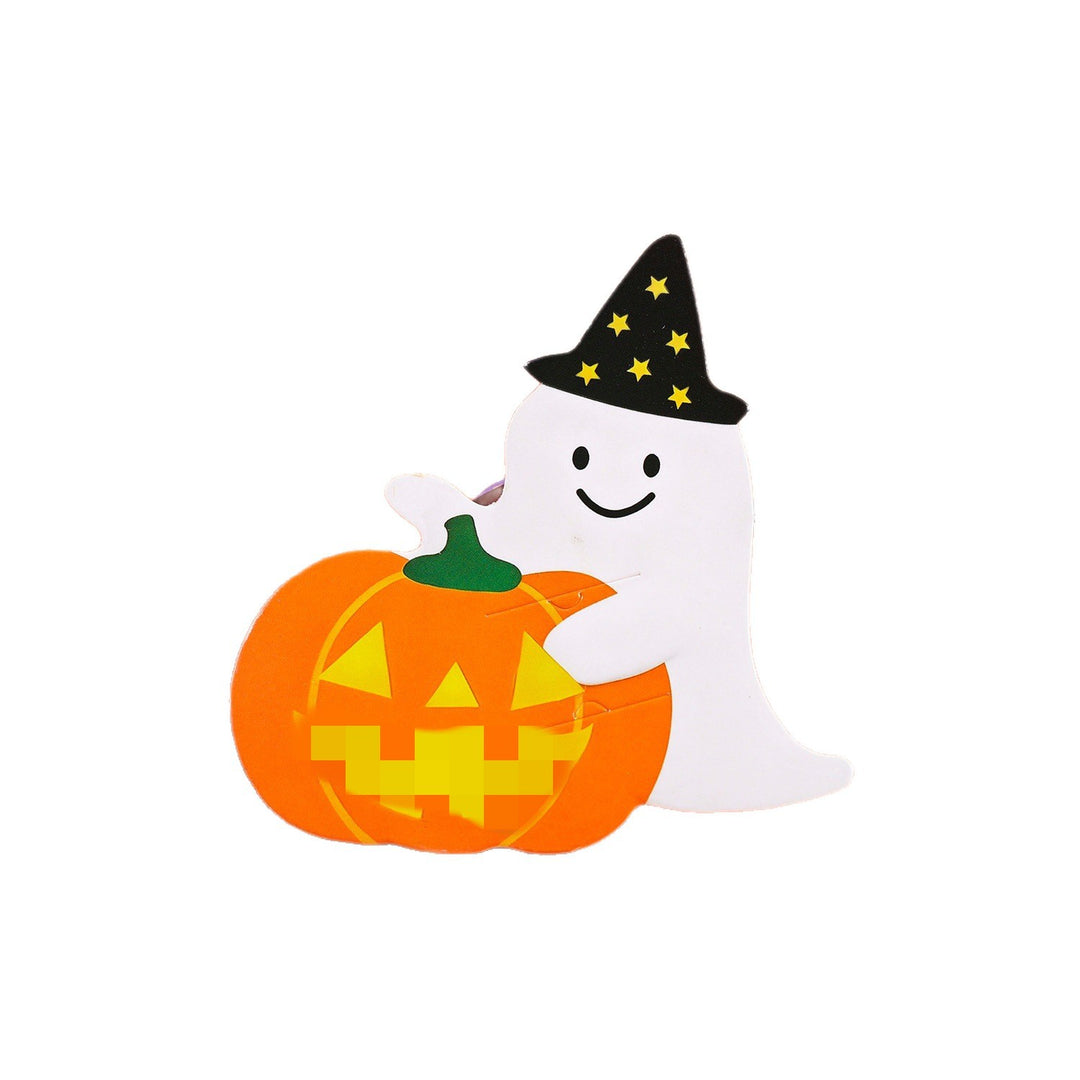 Halloween Lollipop Holder made of sturdy paper with cute ghost and pumpkin design