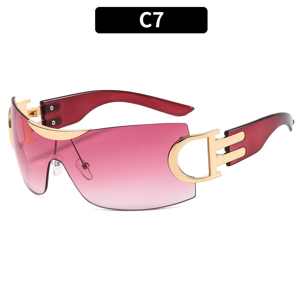 Stylish Shield Sunglasses with Gold Accents