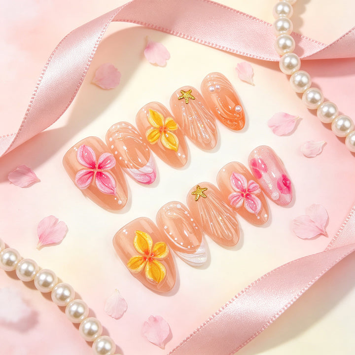 Floral-Inspired 3D Press-On Nail Set