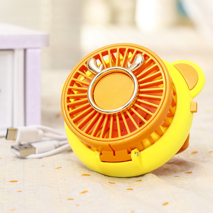 Ladies portable hand fan with integrated mirror and cute animal design Kalsten