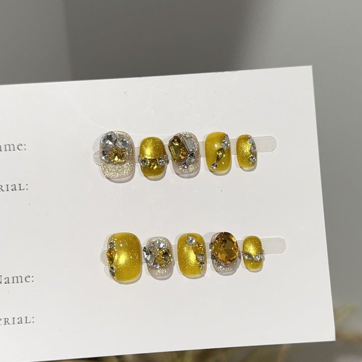 Glamorous Rhinestone-Embellished Press-On Nails