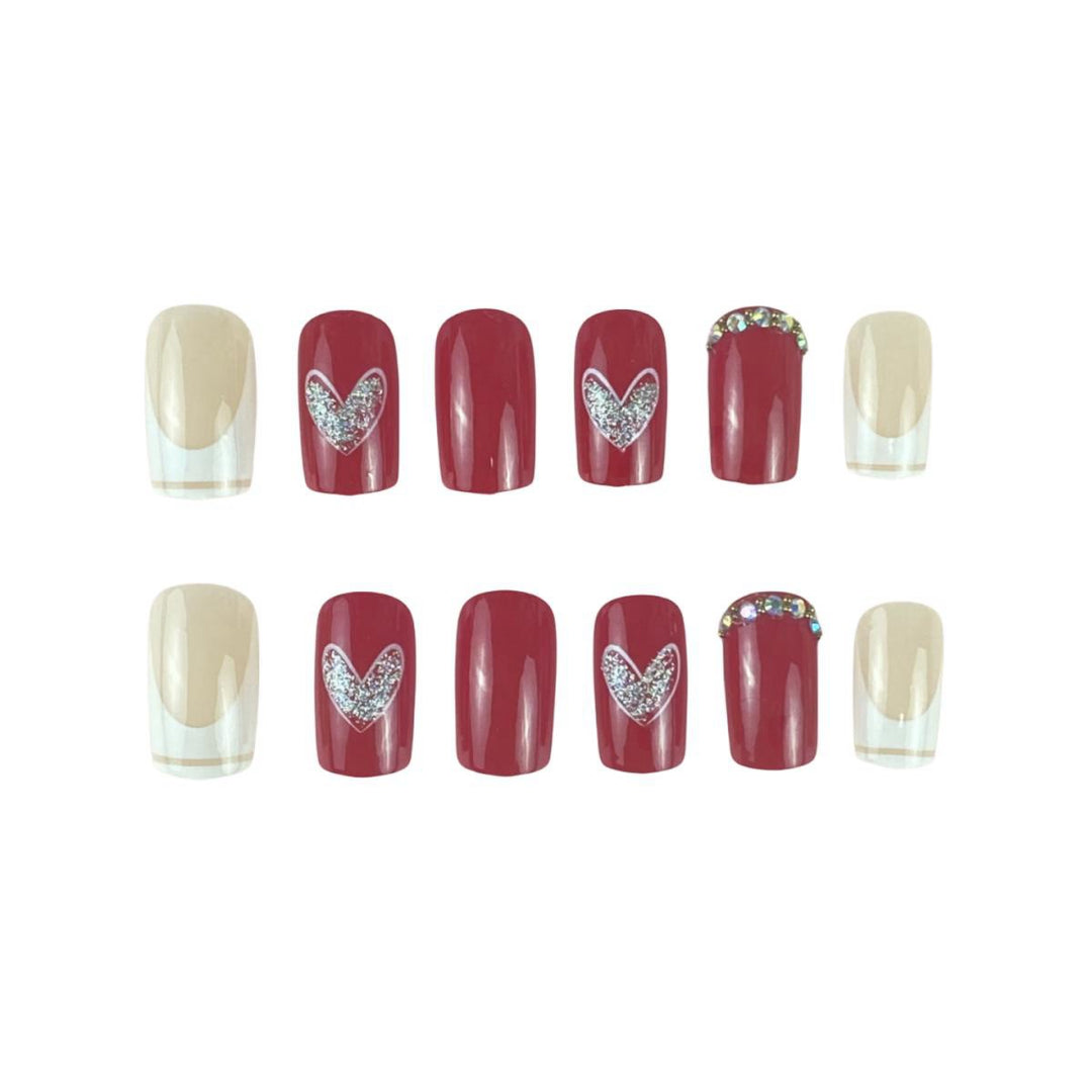Elegant Heart-Embellished Nail Art Set Kalsten