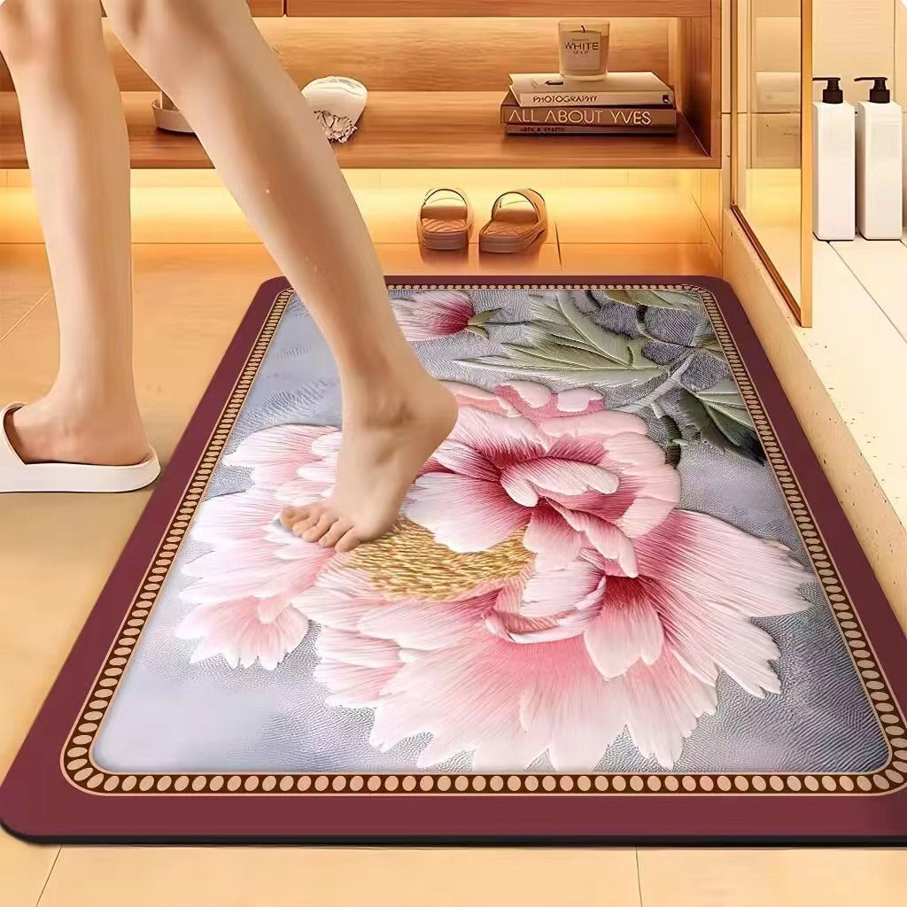 Floral-Embossed Memory Foam Bath Mat Kalsten