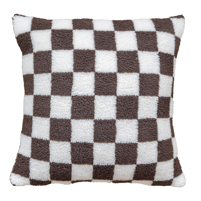 Checked Plush Throw Cushion