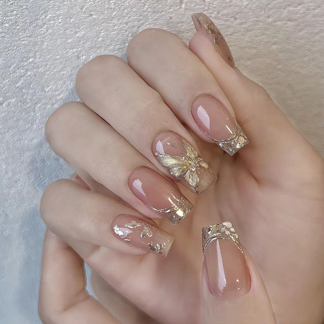 Artificial Nail Nail Art Set with Glitter and Floral Decorations Kalsten