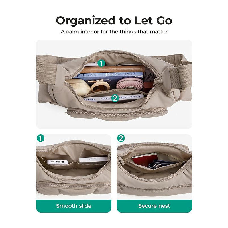 Fashionable shoulder bag with multifunctional compartments Kalsten
