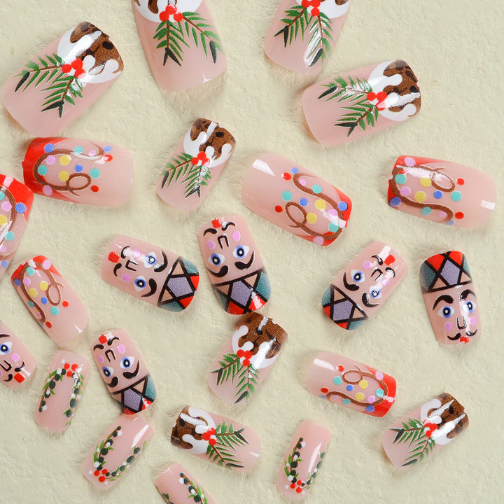 Artificial nail set with festive Christmas motifs Kalsten