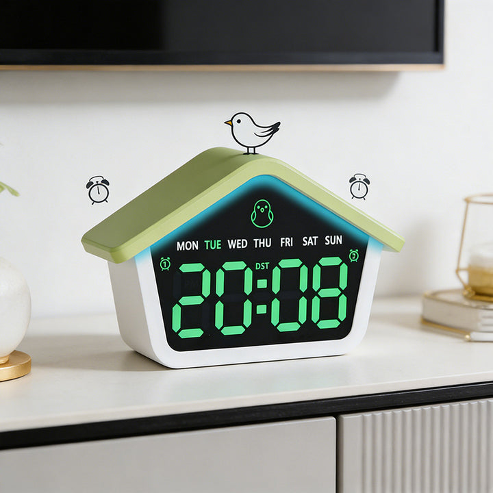 Digital alarm clock in creative house design Kalsten