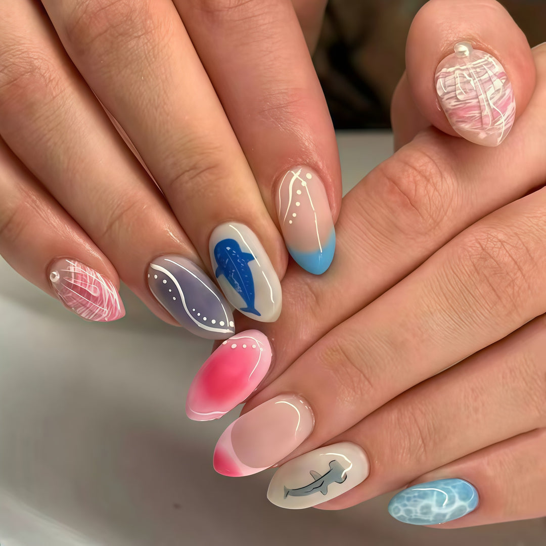 Artistic Marine-Inspired Nail Design Kalsten