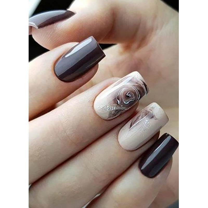 Elegant Floral Design Acrylic Press-On Nails Kalsten