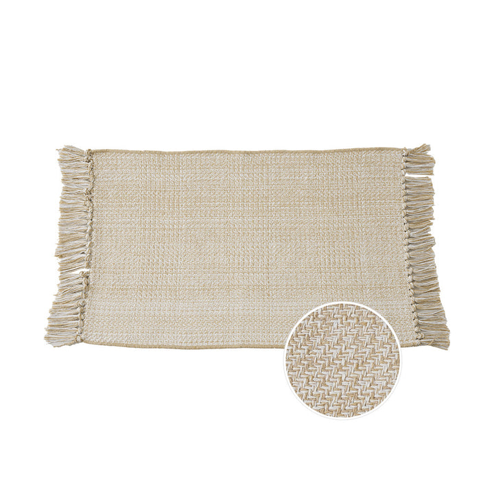 Woven table runner with dense herringbone jacquard and fringes Kalsten