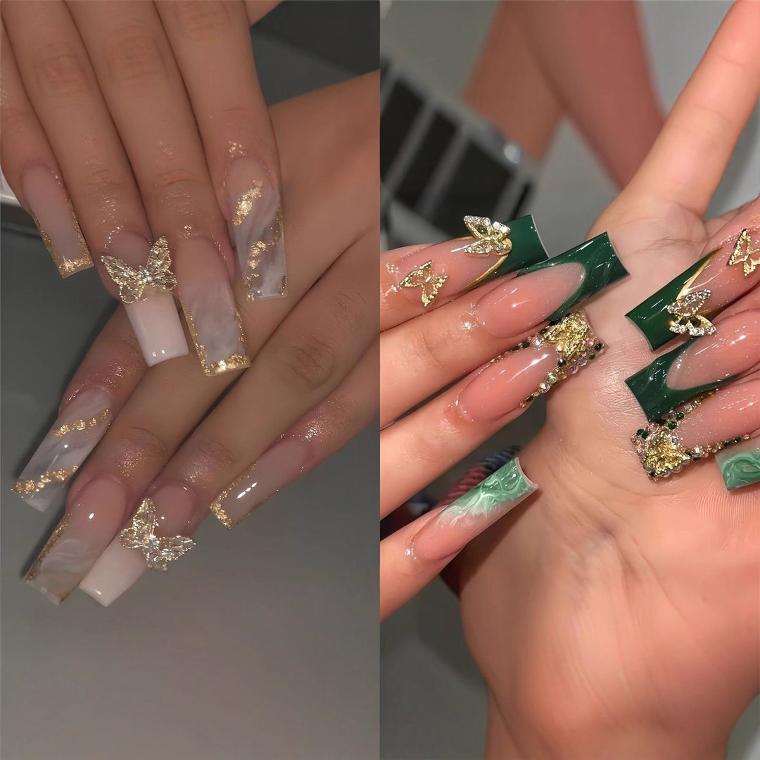 Artistic Marble Effect Press-On Nail Extensions Kalsten