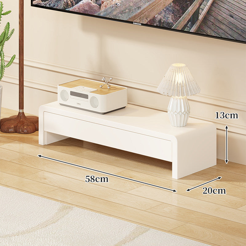 Low Solid Wood TV Media Console Bench with Open Rectangular Legs