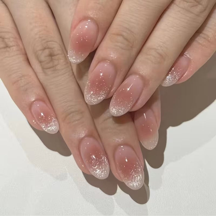 Glittery French Tip Press-On Nails Kalsten