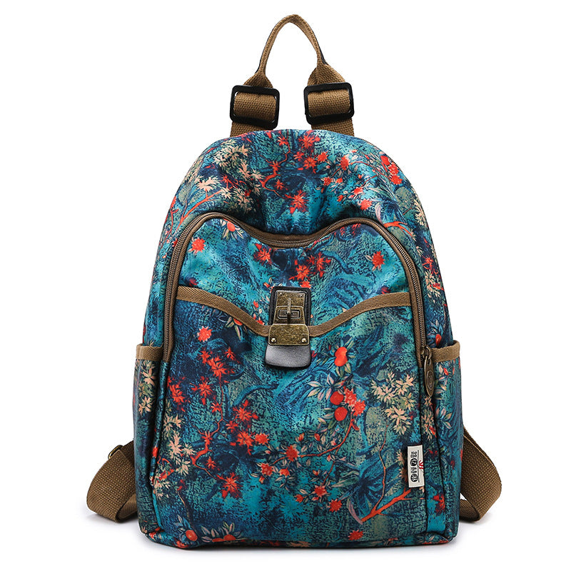Floral Print Canvas Backpack Kalsten