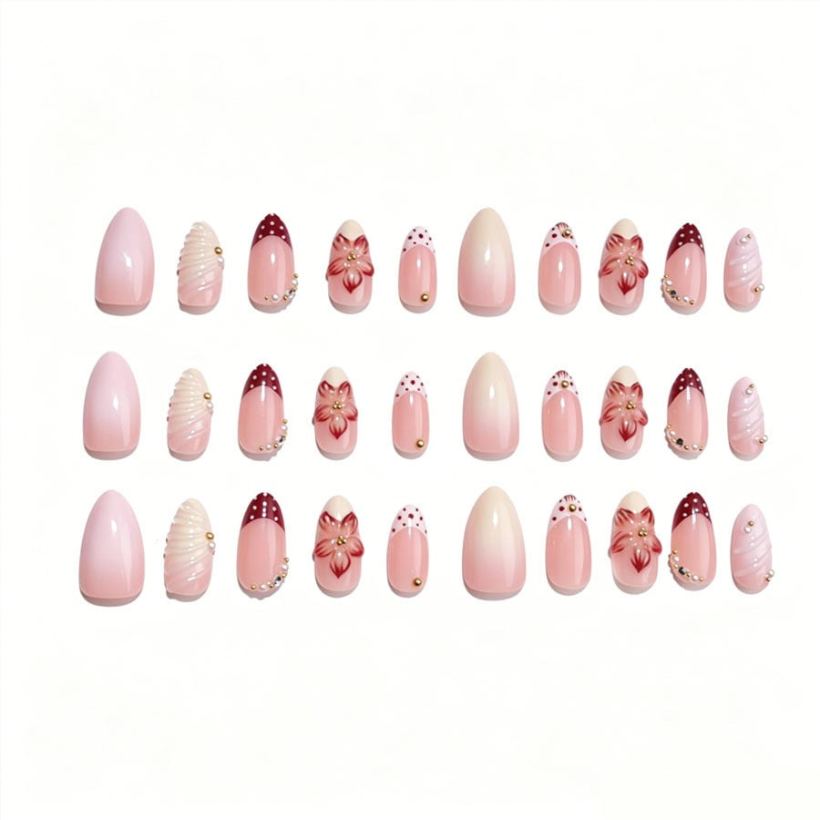 Artificial nail set with floral details and glitter accents Kalsten