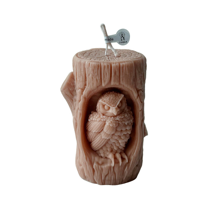 Owl Carved Candle Holder