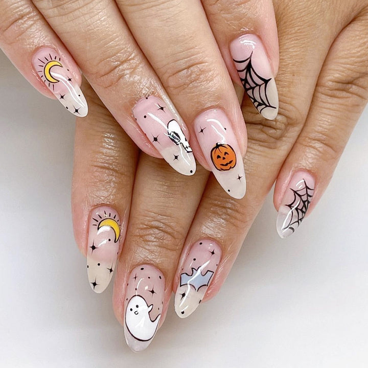 Creative Halloween Nail Art Set with Spider and Ghost Design Kalsten