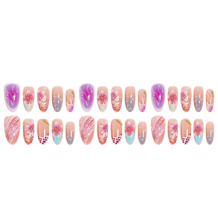 Artificial nail set with floral designs and glamorous accents Kalsten
